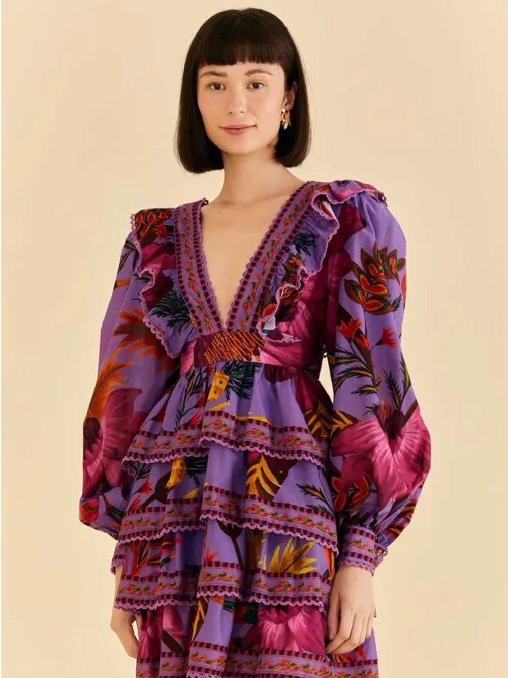 FARM Rio Maxi Flowers Mini Dress in Purple | M